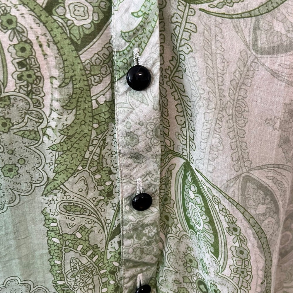 JULES THE LABEL Green Paisley Cotton Button DownBlouse Size Medium - Picture 4 of 6